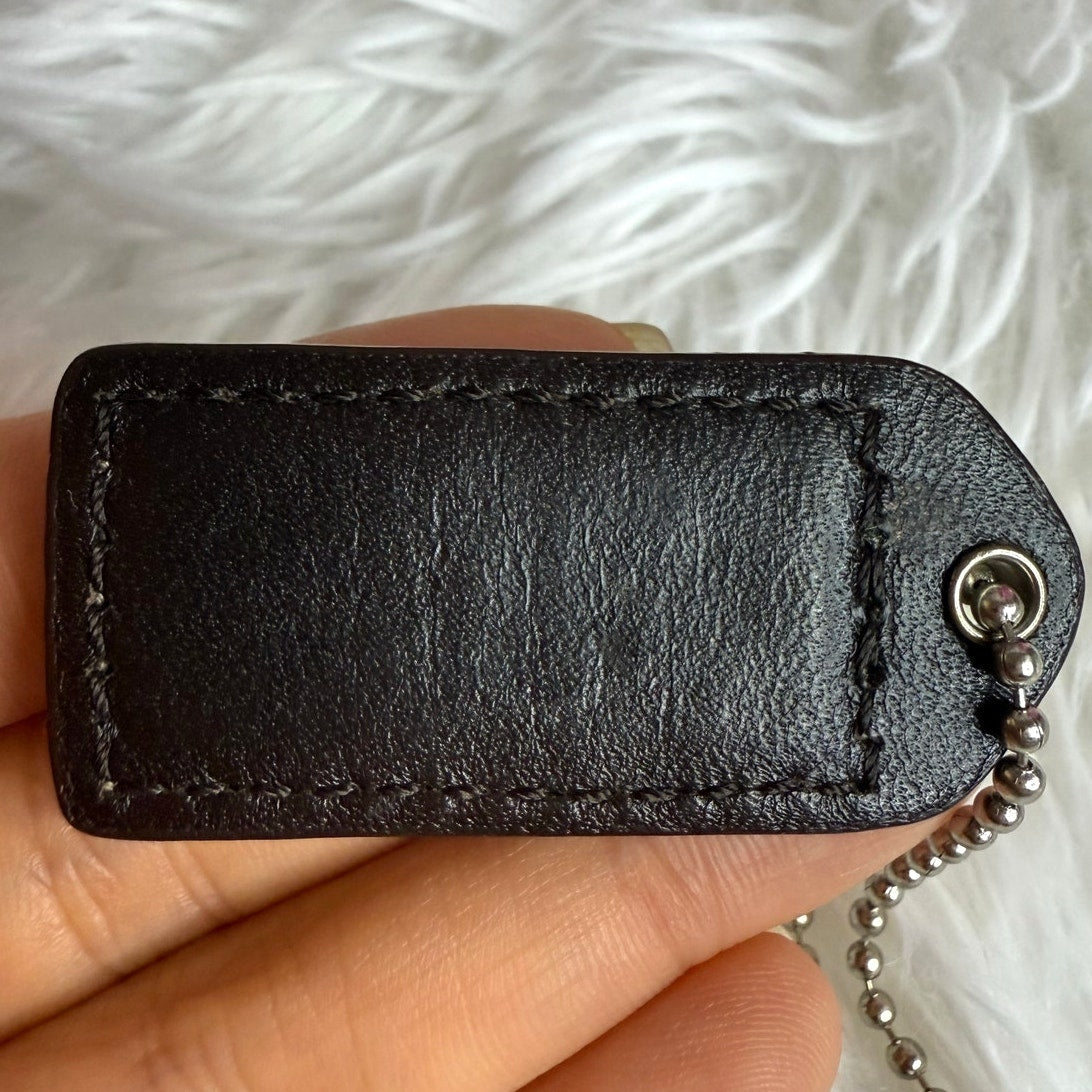 1.5" y2k COACH Dark Brown Fob Bag Charm Hang tag Hangtag