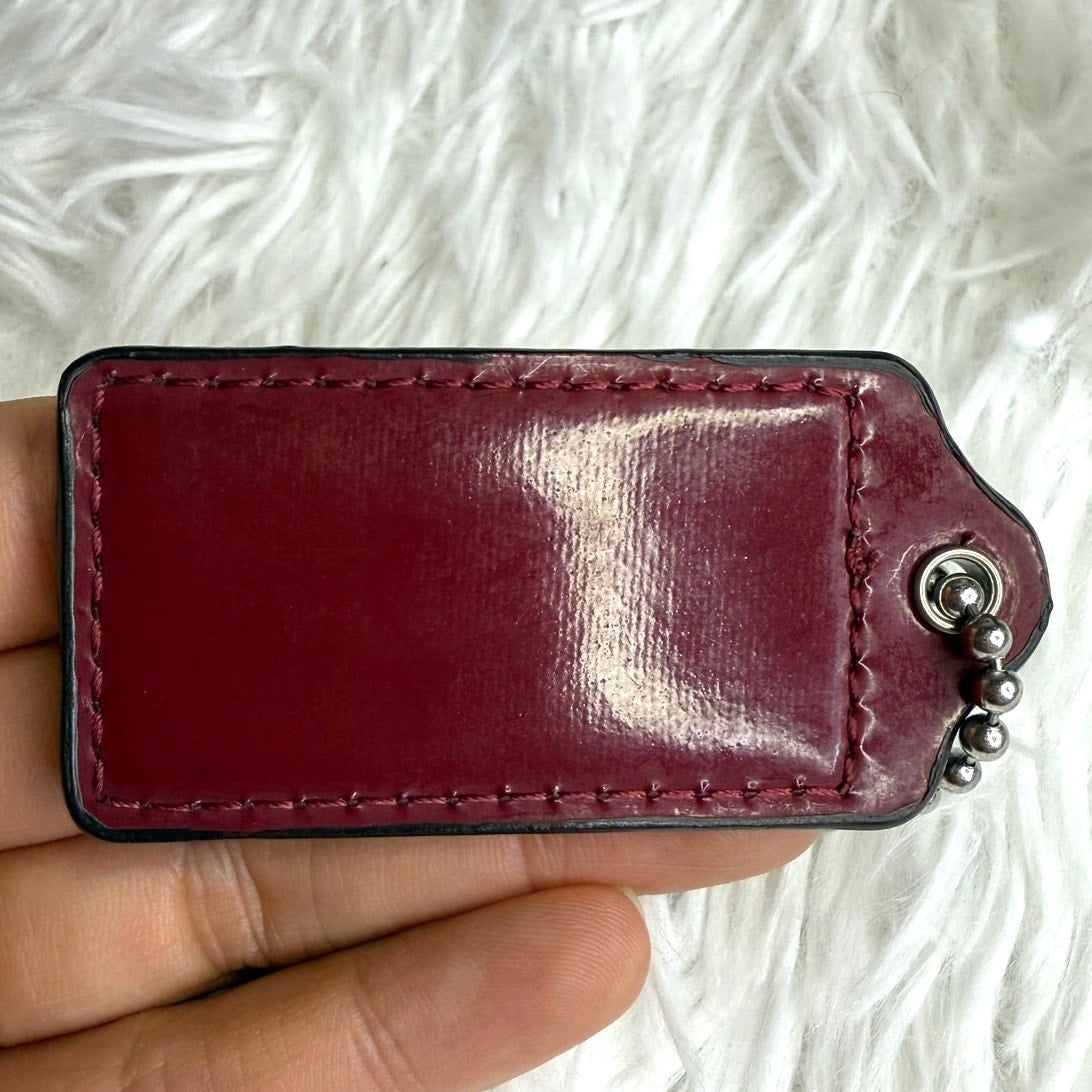 2" COACH Dark Red Fob Bag Charm Hang tag Hangtag