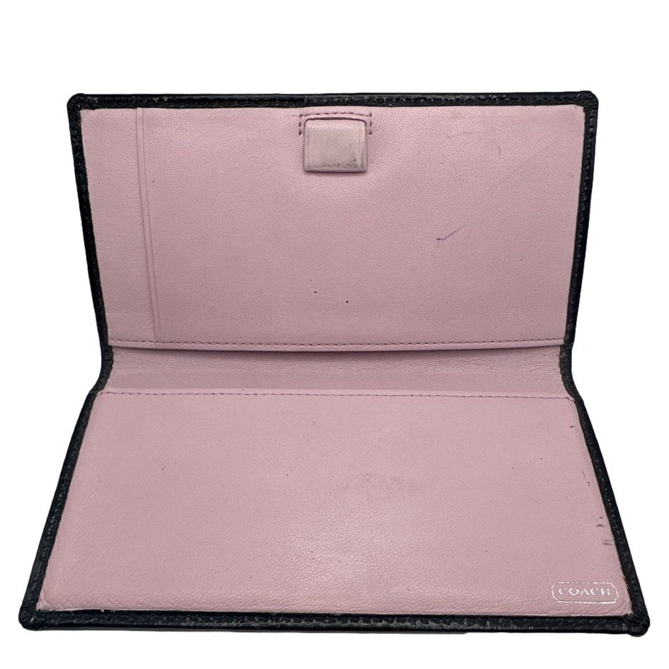 COACH Black and Gray Signature Canvas Checkbook Holder