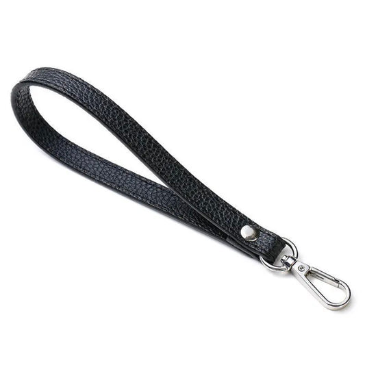 Black and Silver Wrist Strap Purse Bag Strap 20CM PU Leather Handles
