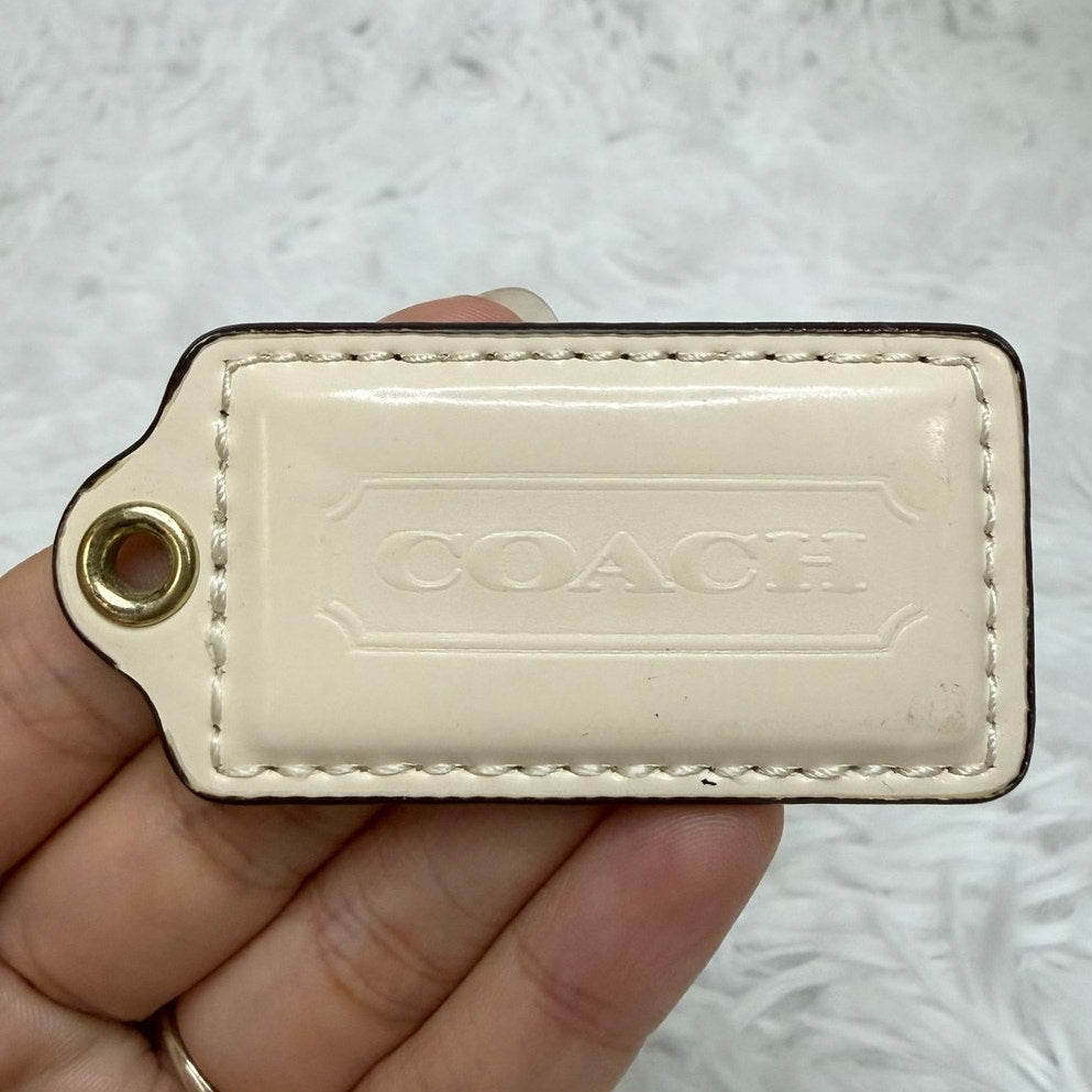 2" COACH Light Cream Fob Bag Charm Hang tag Hangtag