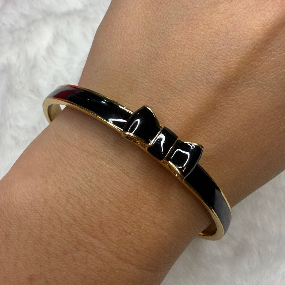 Kate Spade Black Gold-Tone Bow Bracelet and Earrings Set