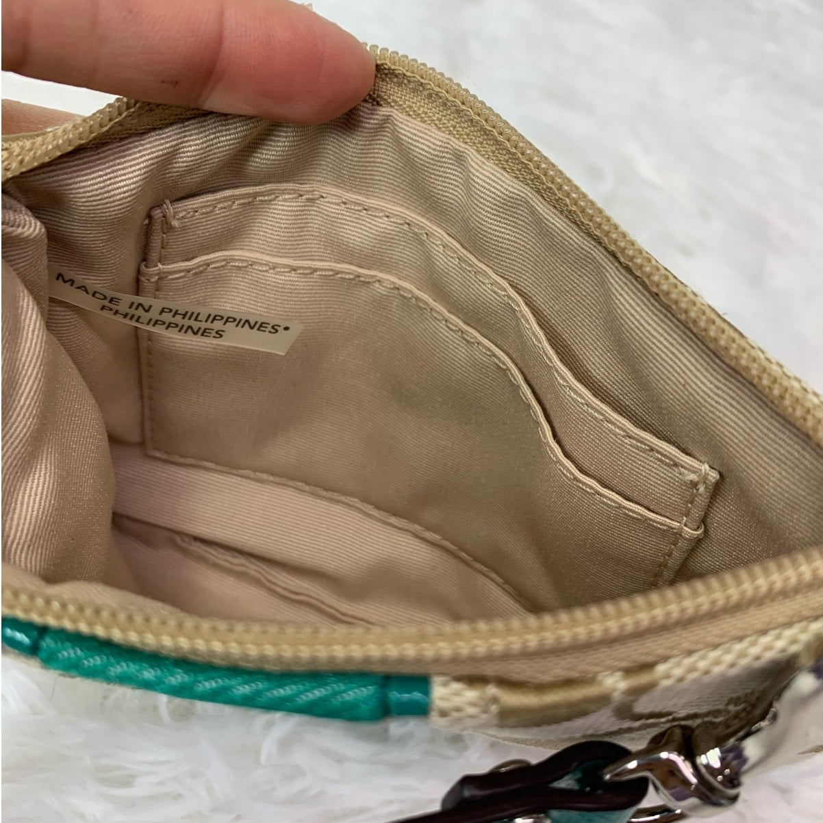 COACH Green Khaki Signature Canvas Wristlet