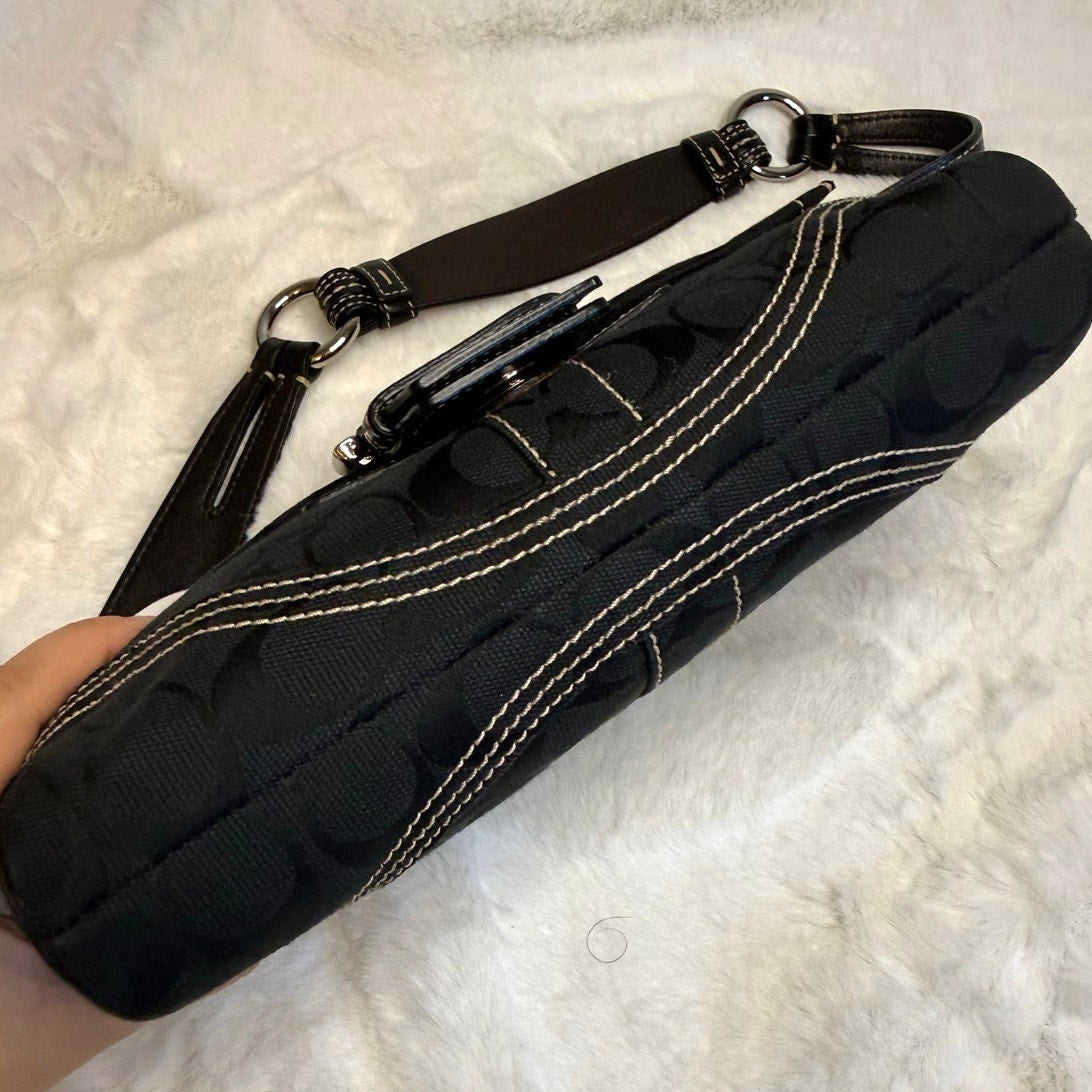 y2k COACH Vintage Black Soho Demi Flap 6280 Shoulder Bag