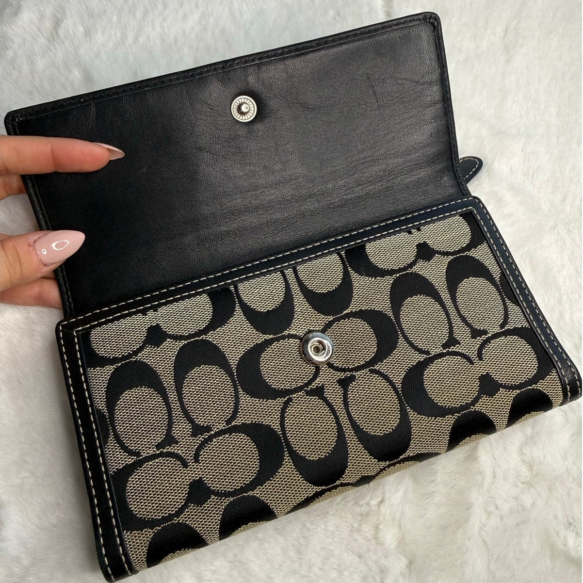 COACH Black Signature Canvas Wallet