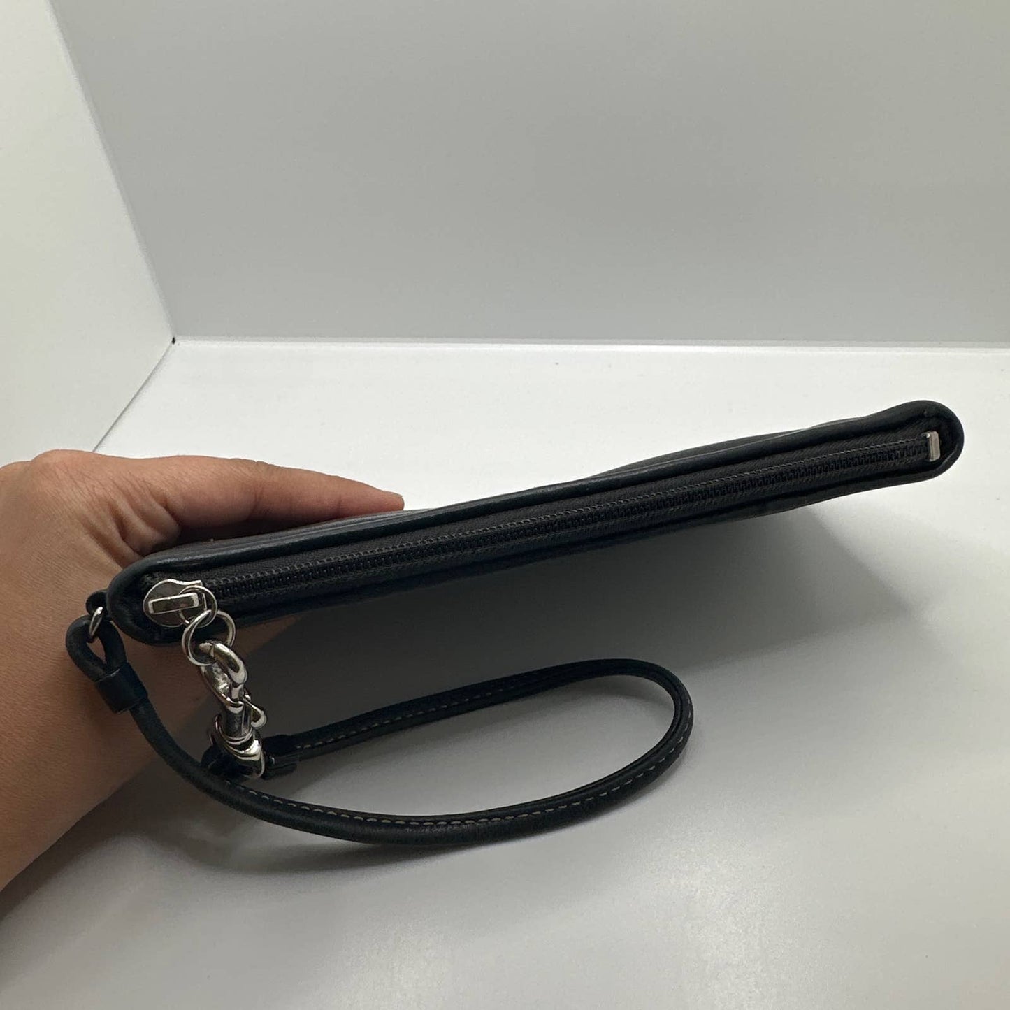 COACH Black Leather Wristlet