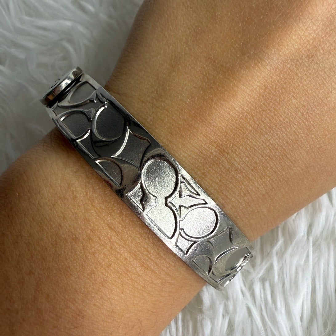 COACH C Logo Signature Silver Bangle Bracelet