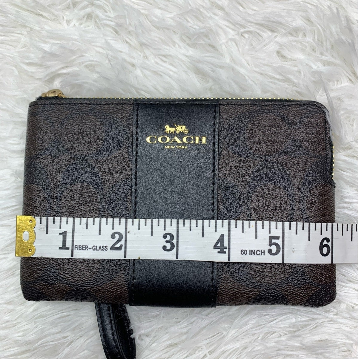 COACH Brown Coated Canvas Signature Wristlet