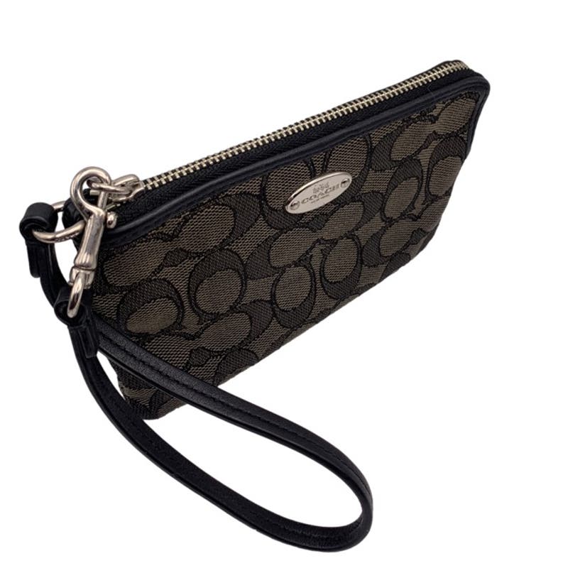 COACH Black Signature Canvas Wristlet