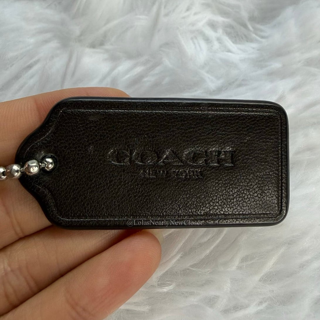 2" COACH Brown Fob Bag Charm Hang tag Hangtag