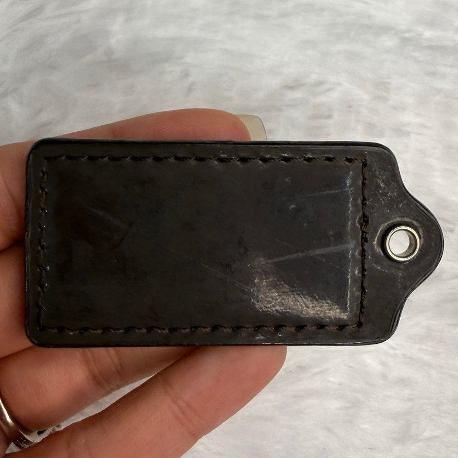 2" COACH Brown Fob Bag Charm Hang tag Hangtag