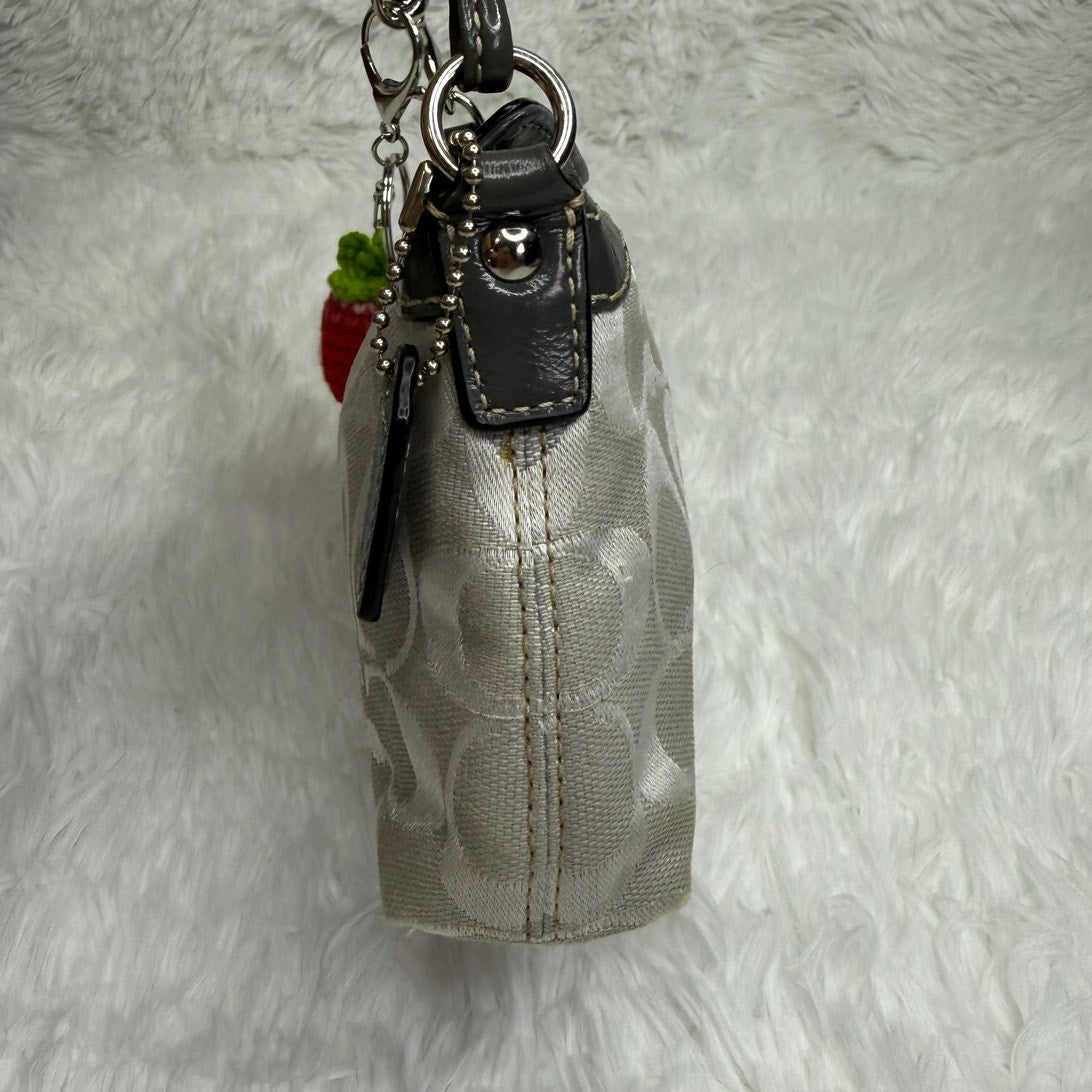 y2k COACH Gray Signature Canvas Mini Purse / Wristlet