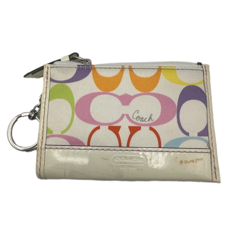 COACH Multicolor Canvas Patent Leather Card holder / Coin Purse Wallet
