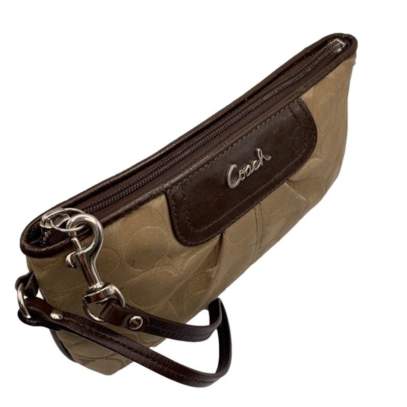 COACH Brown Signature Canvas Wristlet