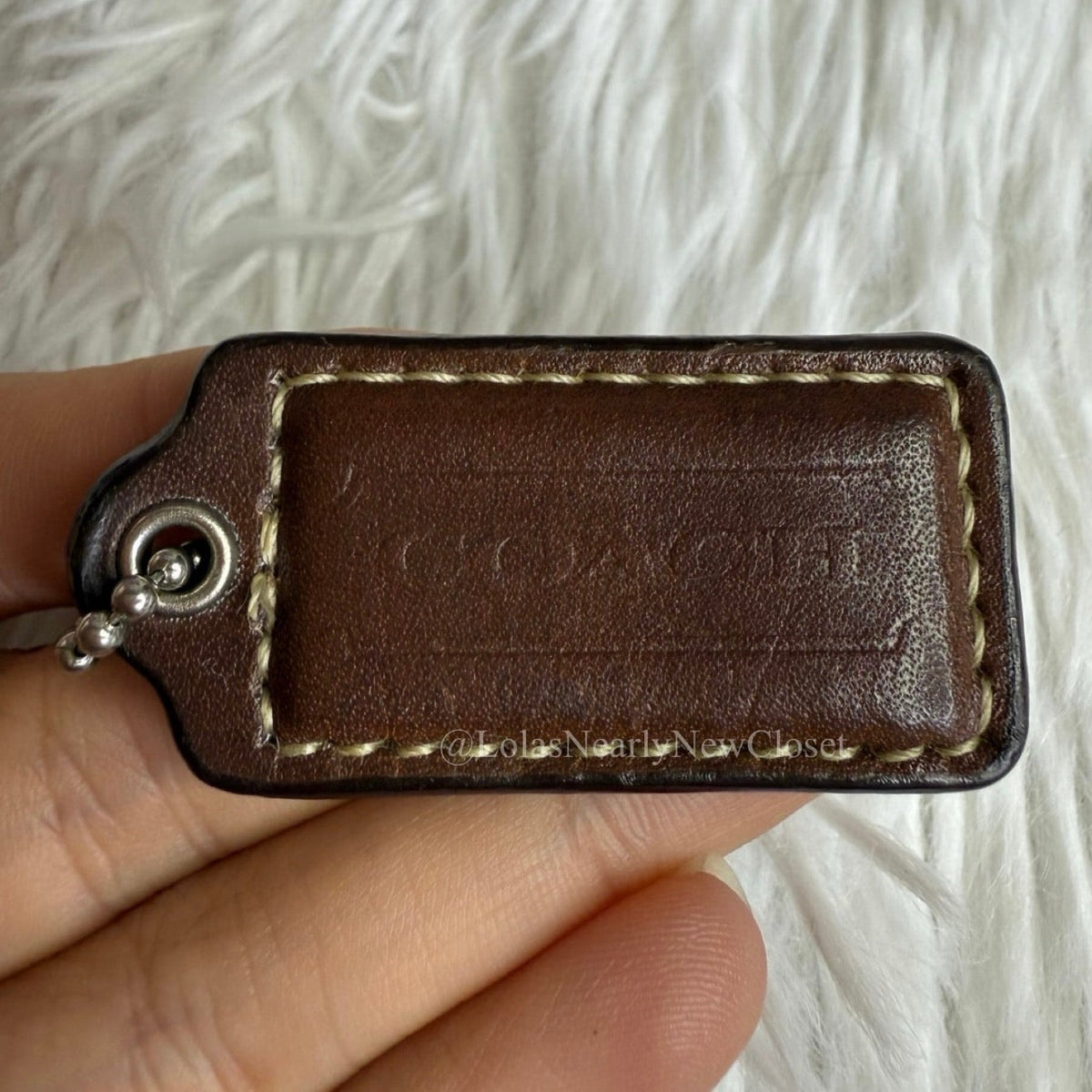 1.5" COACH Brown Fob Bag Charm Hang tag Hangtag