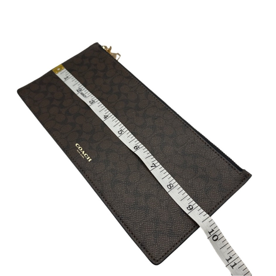 COACH Brown Signature Coat Canvas Slim Pouch