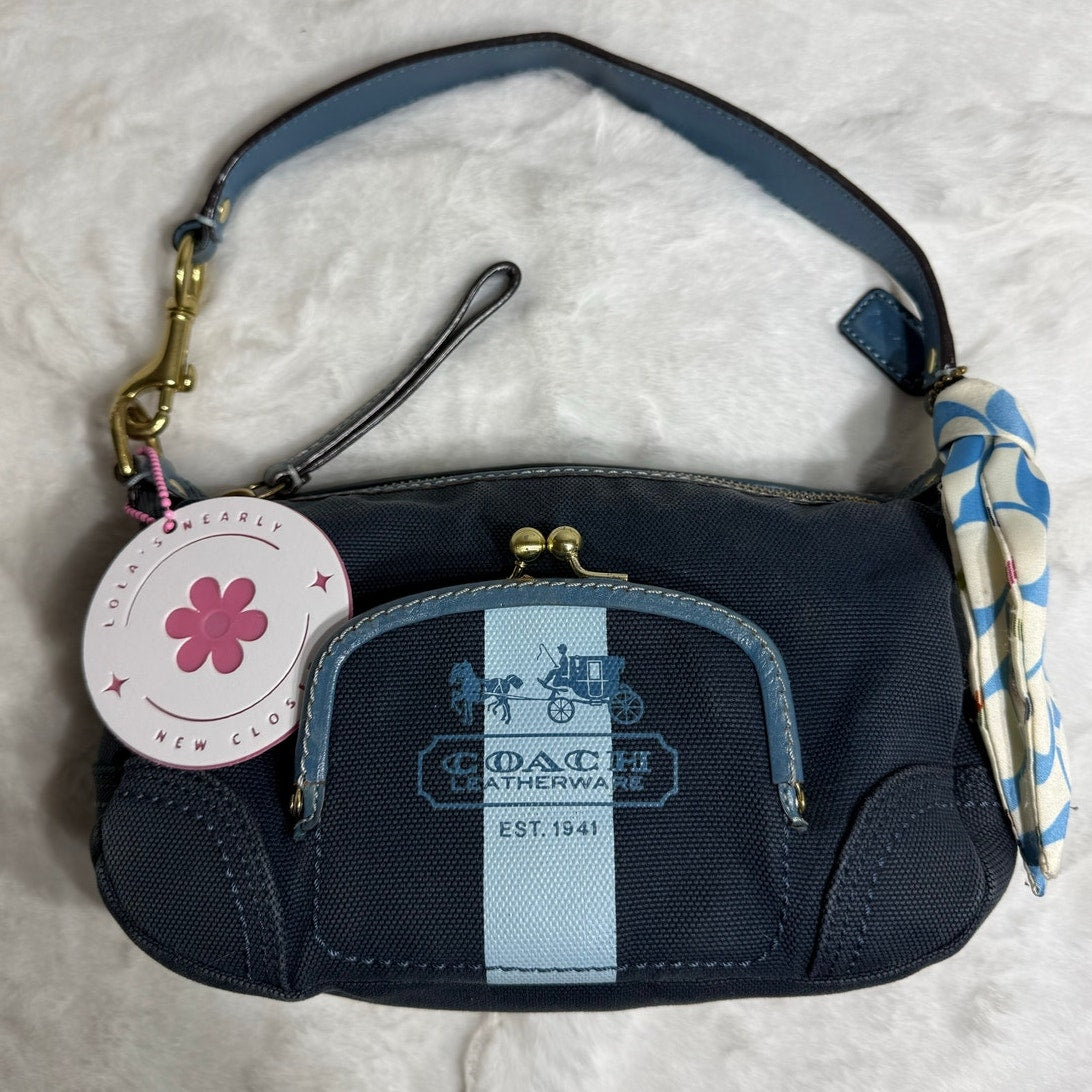 y2k COACH Vintage Kisslock Stripe Top Handle Mini Purse