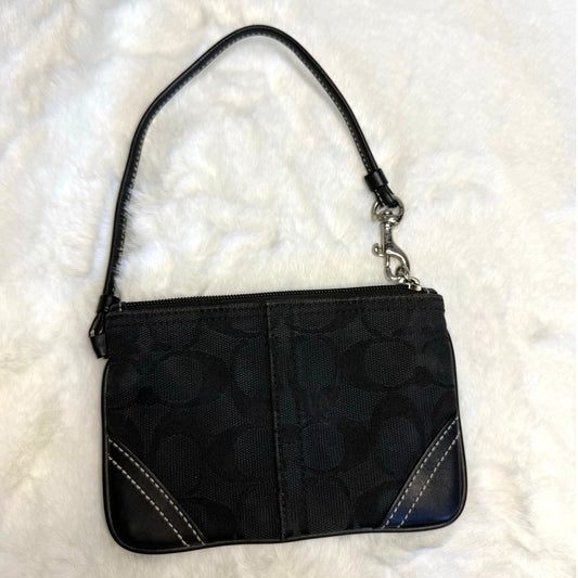 y2k COACH Black Signature Canvas Wristlet