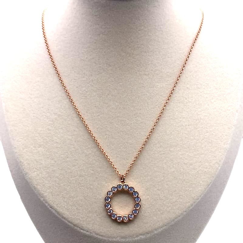 KATE SPADE New York  Full Circle Mini Pendant Necklace in Clear/Rose Gold