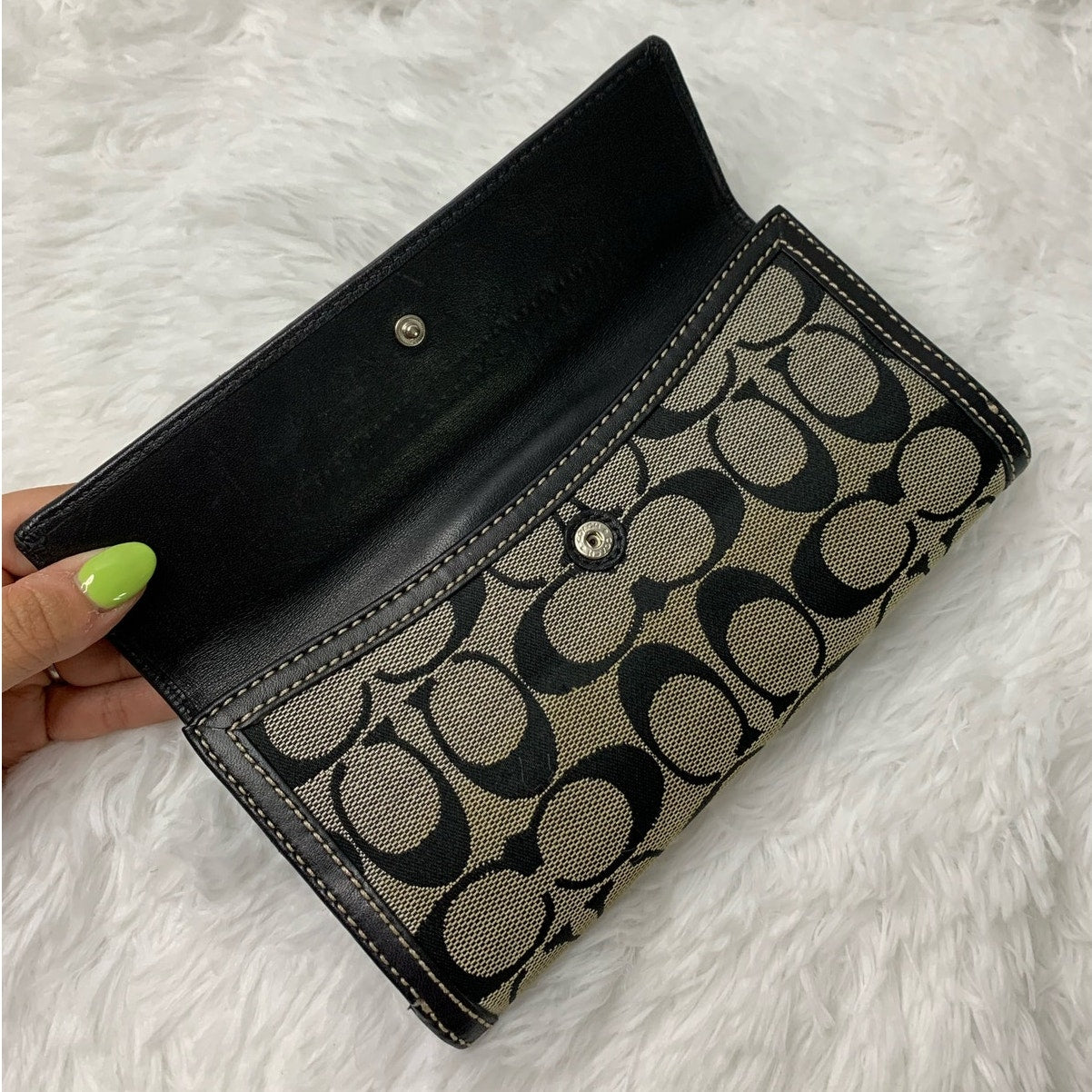 y2k Coach Black Gray Turnlock Wallet