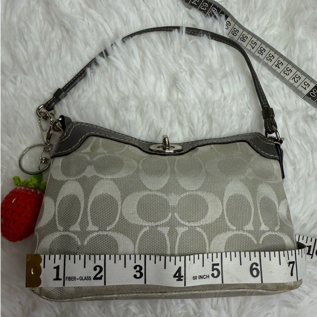 y2k COACH Gray Signature Canvas Mini Purse / Wristlet
