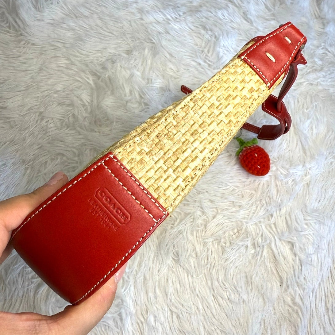 y2k COACH Vintage 8159 Straw Shoulder Bag