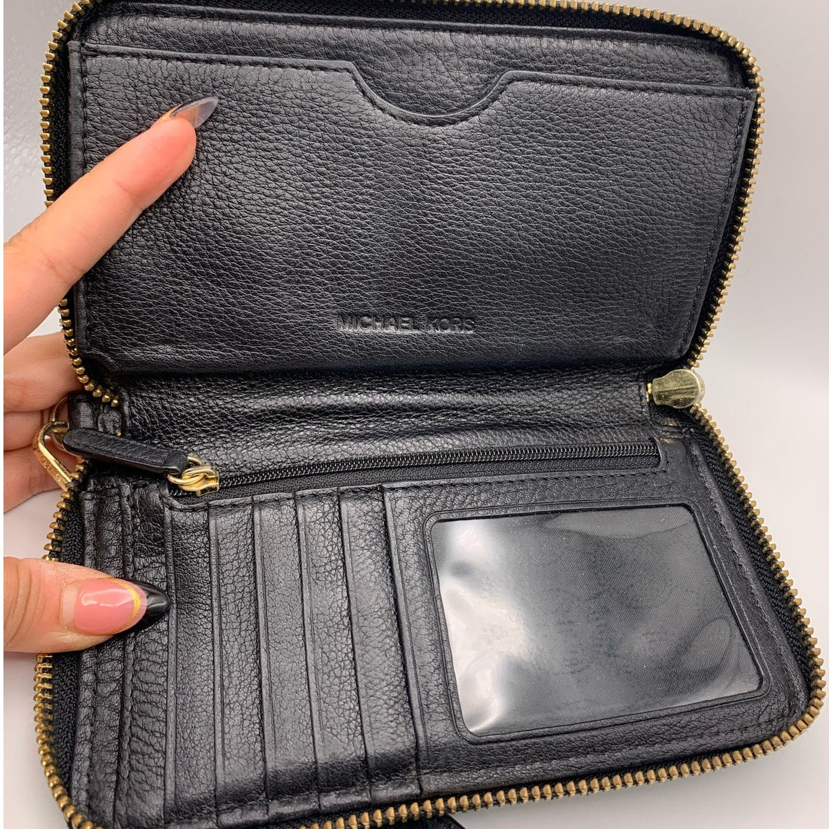 Michael Kors Black Zip Around wallet with Phone Holder