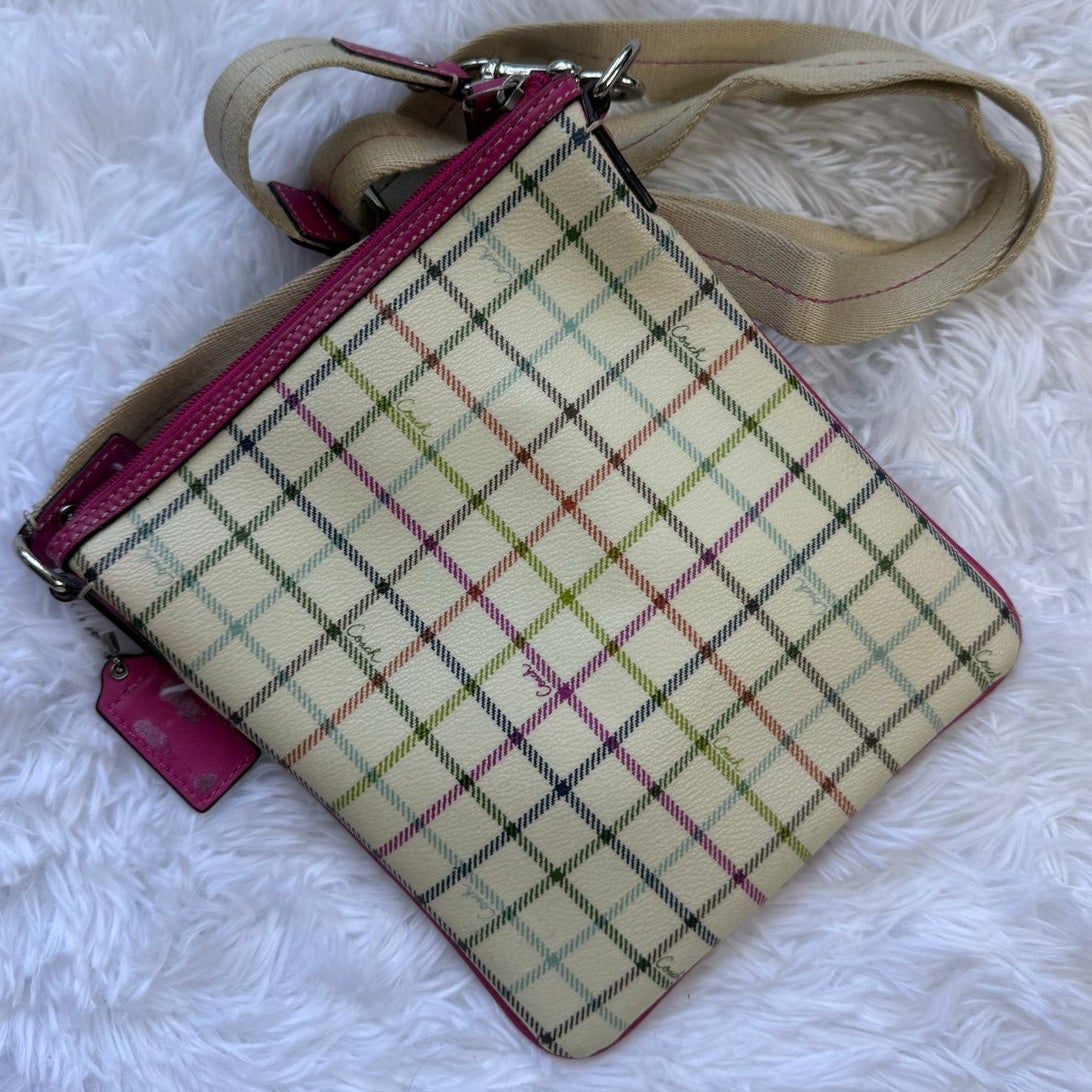 COACH Fuchsia Heritage Plaid Crossbody