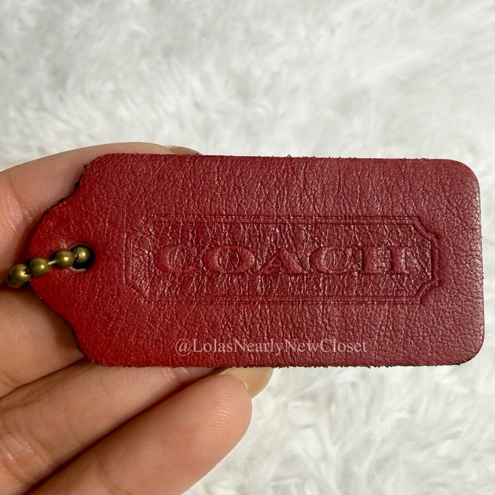 2" Vintage COACH Red Double Sided Fob Bag Charm Hang tag Hangtag