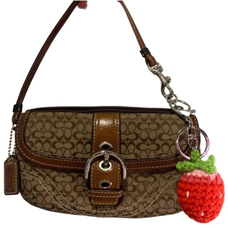 COACH Brown Signature Canvas Wristlet