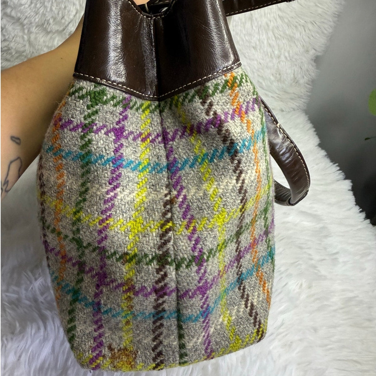 Coach 2010 Penelope Tattersall Plaid Wood Satchel F15456