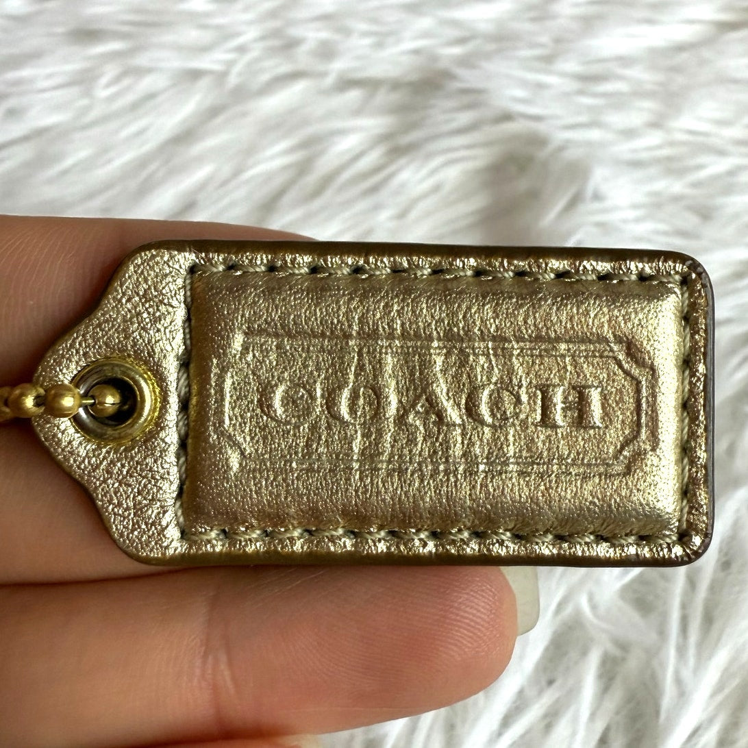 1.5" COACH Gold Fob Bag Charm Hang tag Hangtag