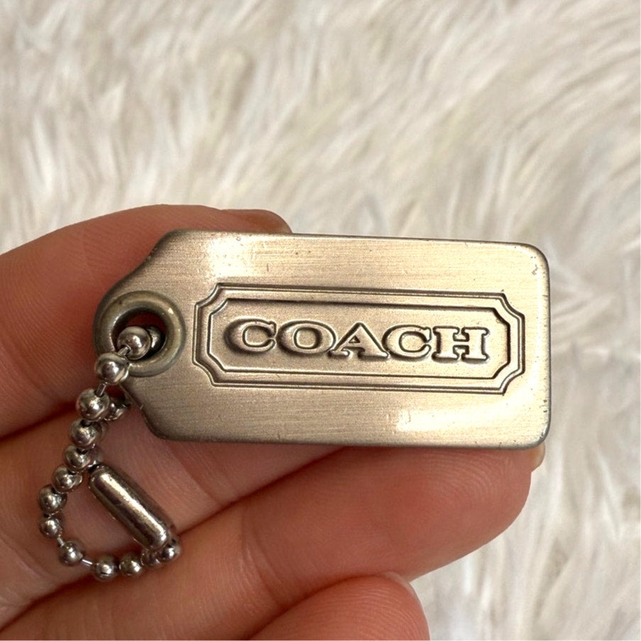 1” Metal COACH Silver Fob Bag Charm Hang tag Hangtag