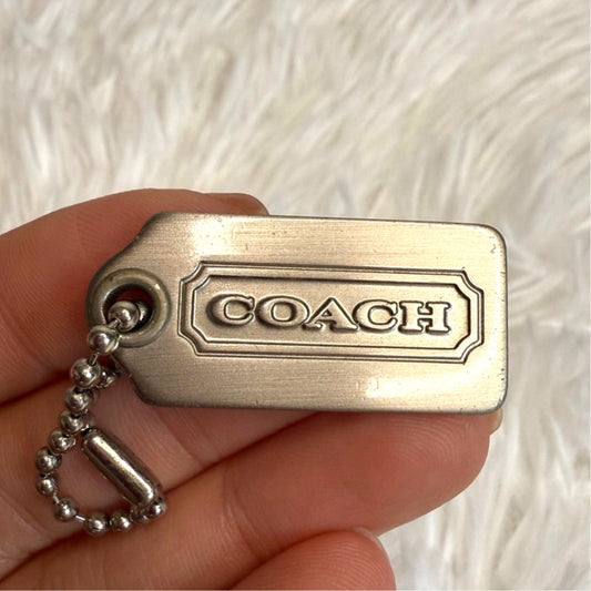 1” Metal COACH Silver Fob Bag Charm Hang tag Hangtag