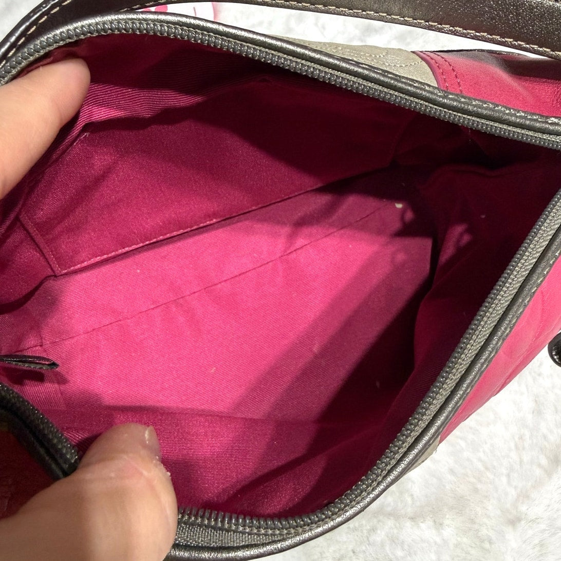 y2k Coach Vintage Pink Patchwork Demi Baguette Shoulder Bag Small Mini Purse