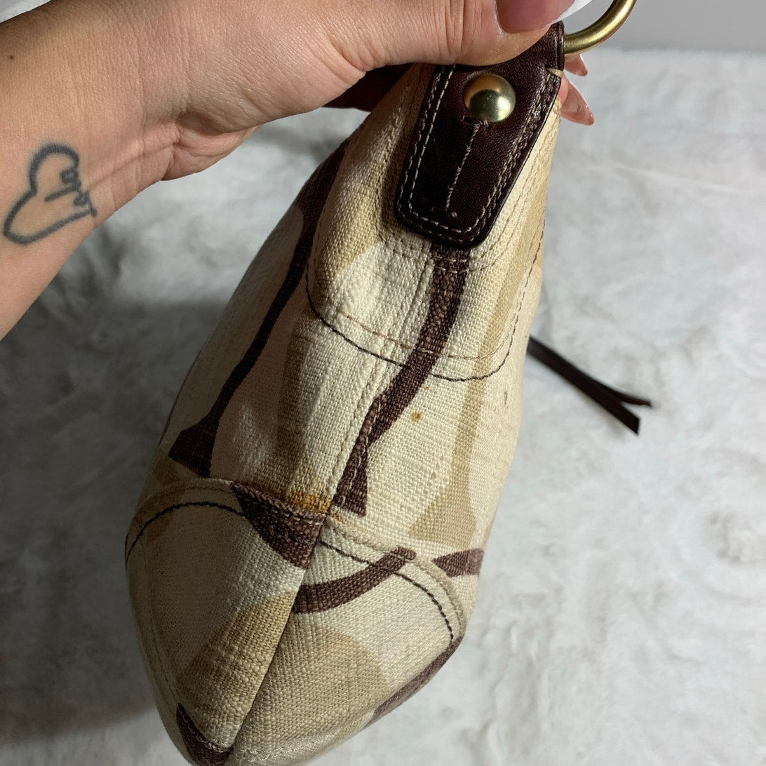 Y2K Coach Signature Jacquard Brown Cream Hobo #12190 shoulder bag