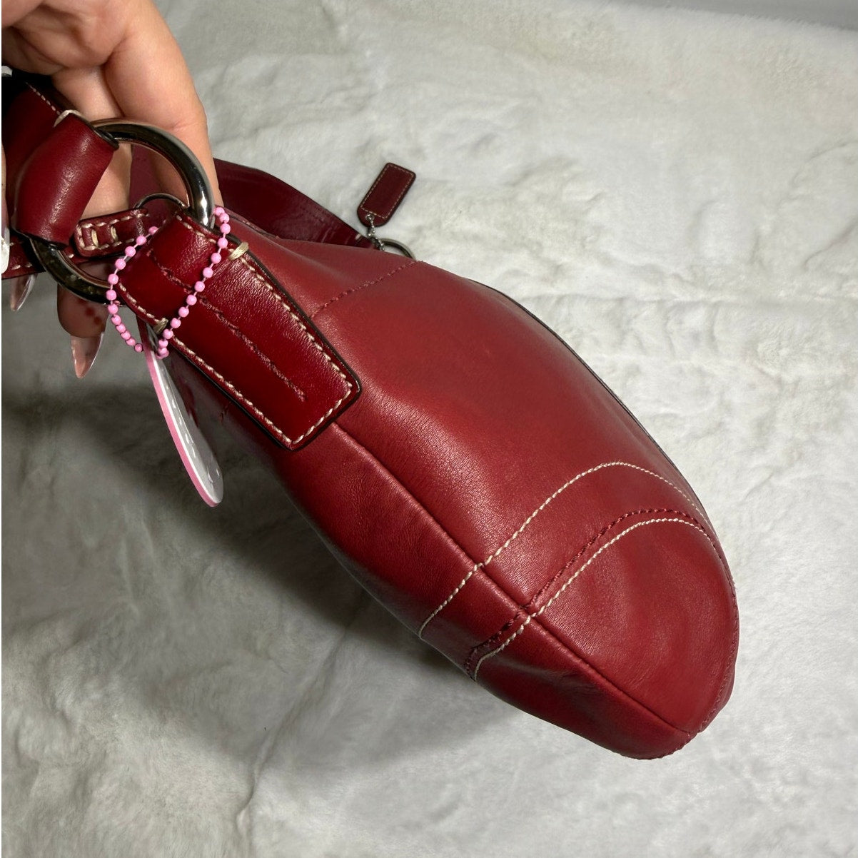 Y2k COACH F10908 Red Solo Hobo Shoulder Bag