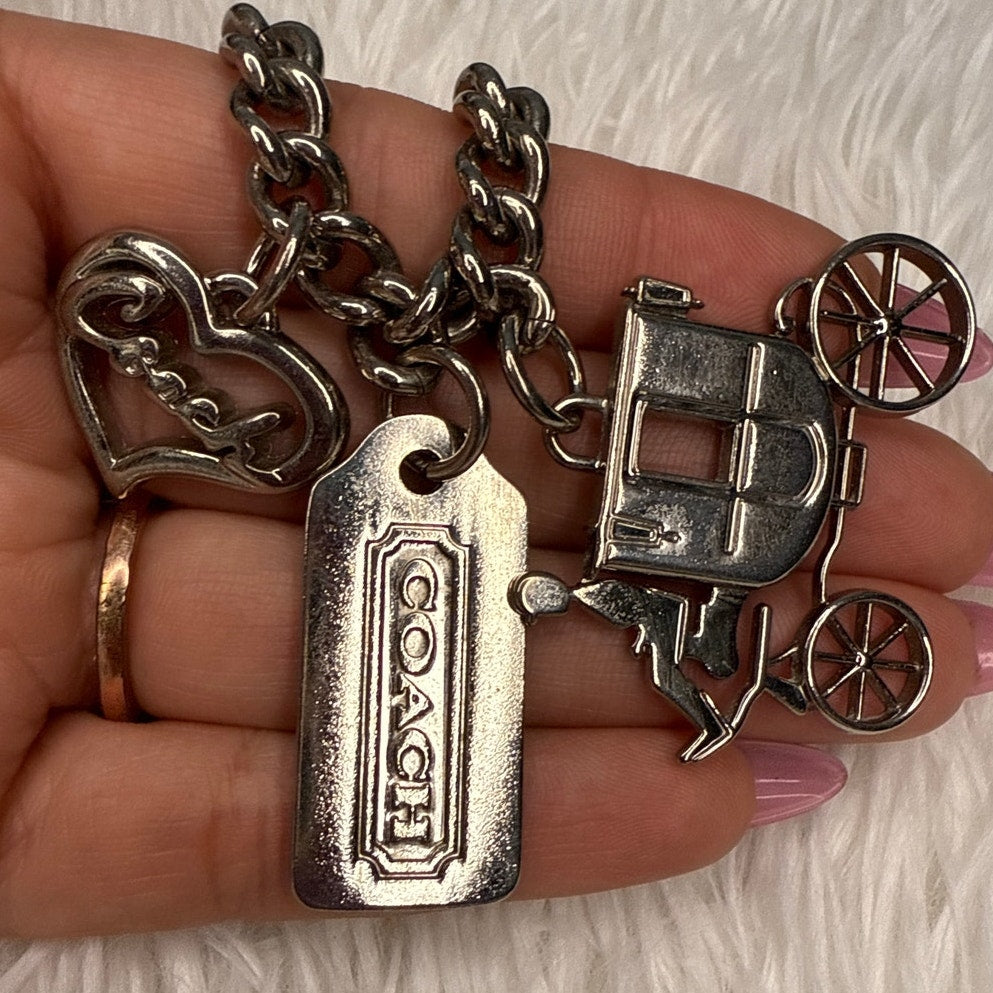 Vintage COACH y2k Carriage Heart Hangtag Bag Charm Key Fob