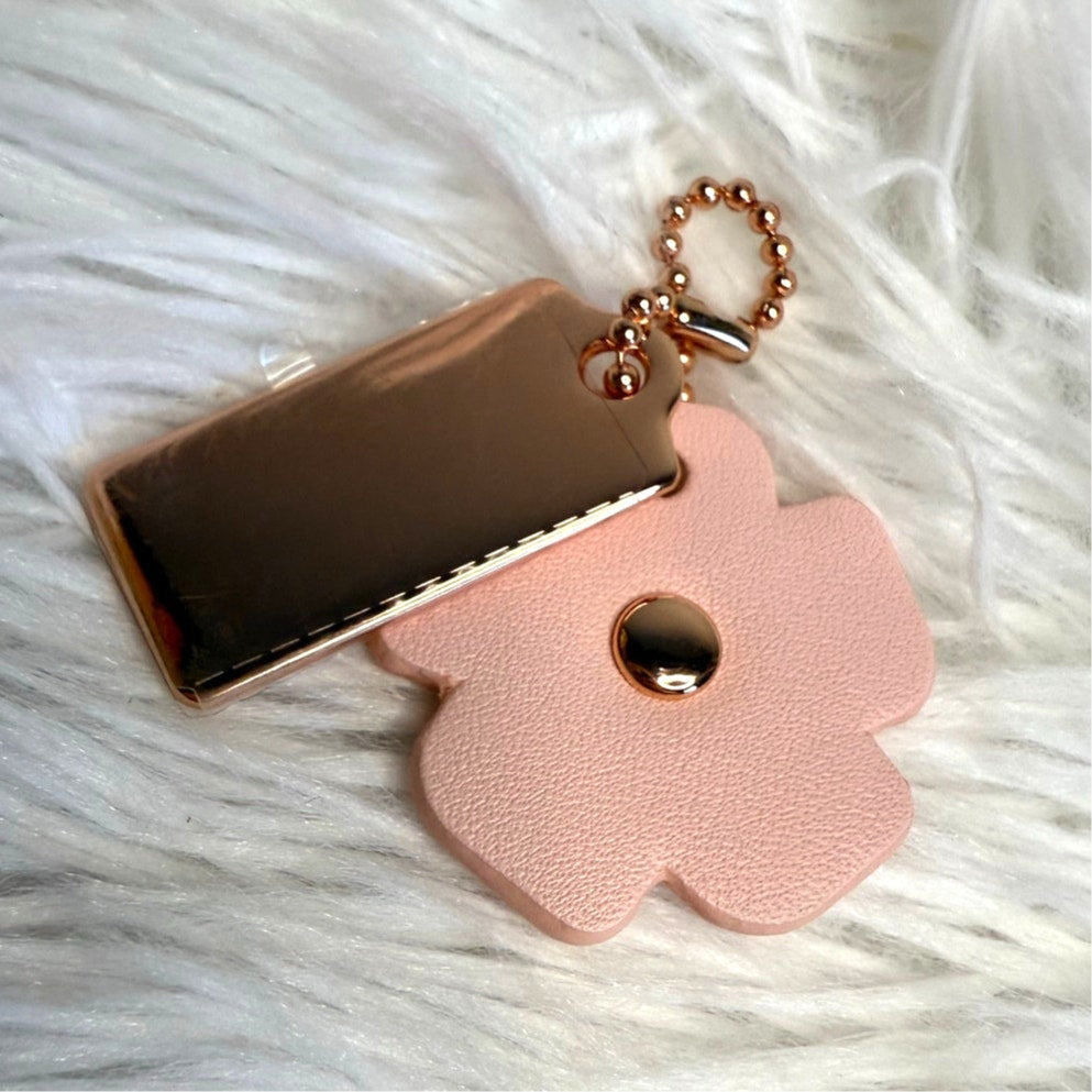 1.5" COACH Gold Tea Rose Flower Floral Bag Charm Hang Tag