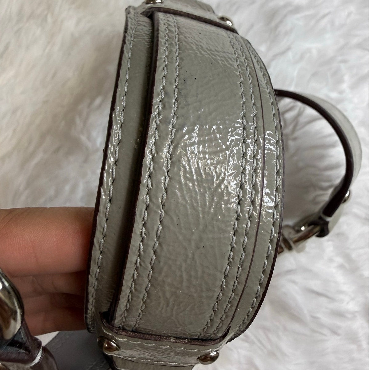Patent Leather Gray Shoulder Replacement Strap