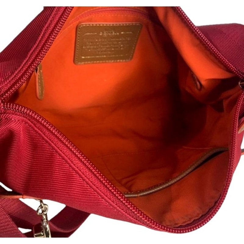 COACH Red Orange Brown Nylon Crossbody