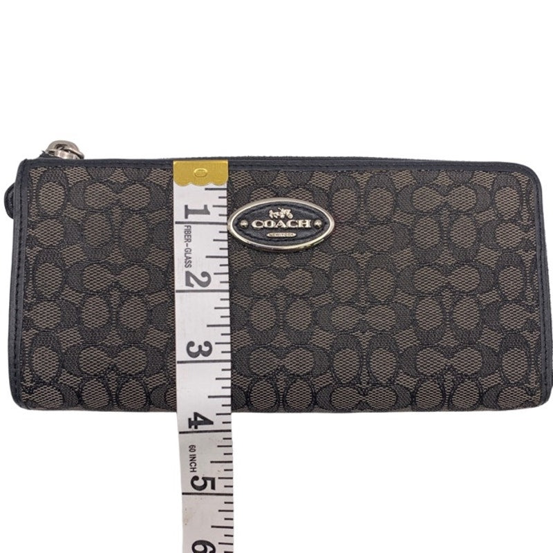 COACH Black Gray Canvas SLIM ZIP WALLET IN SIGNATURE