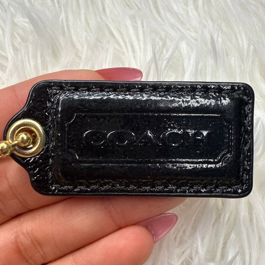 1.5" COACH Black patent leather Fob Bag Charm Hang tag Hangtag