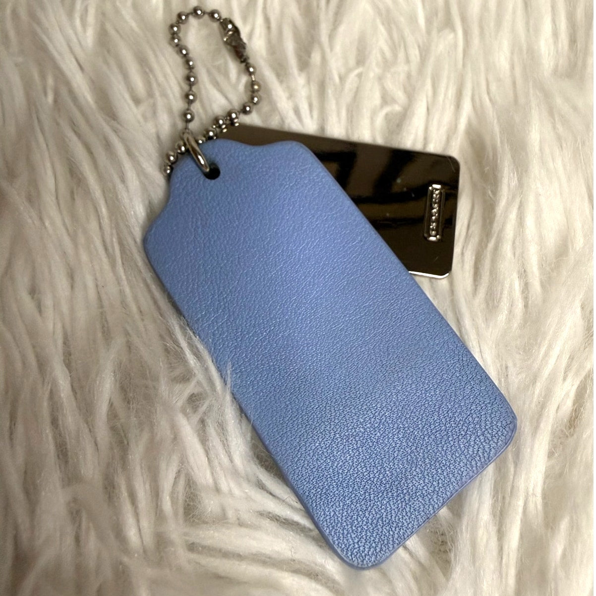 2" Blue 1.5" Silver COACH Set Legacy Fob Bag Charm Hang tag Hangtag