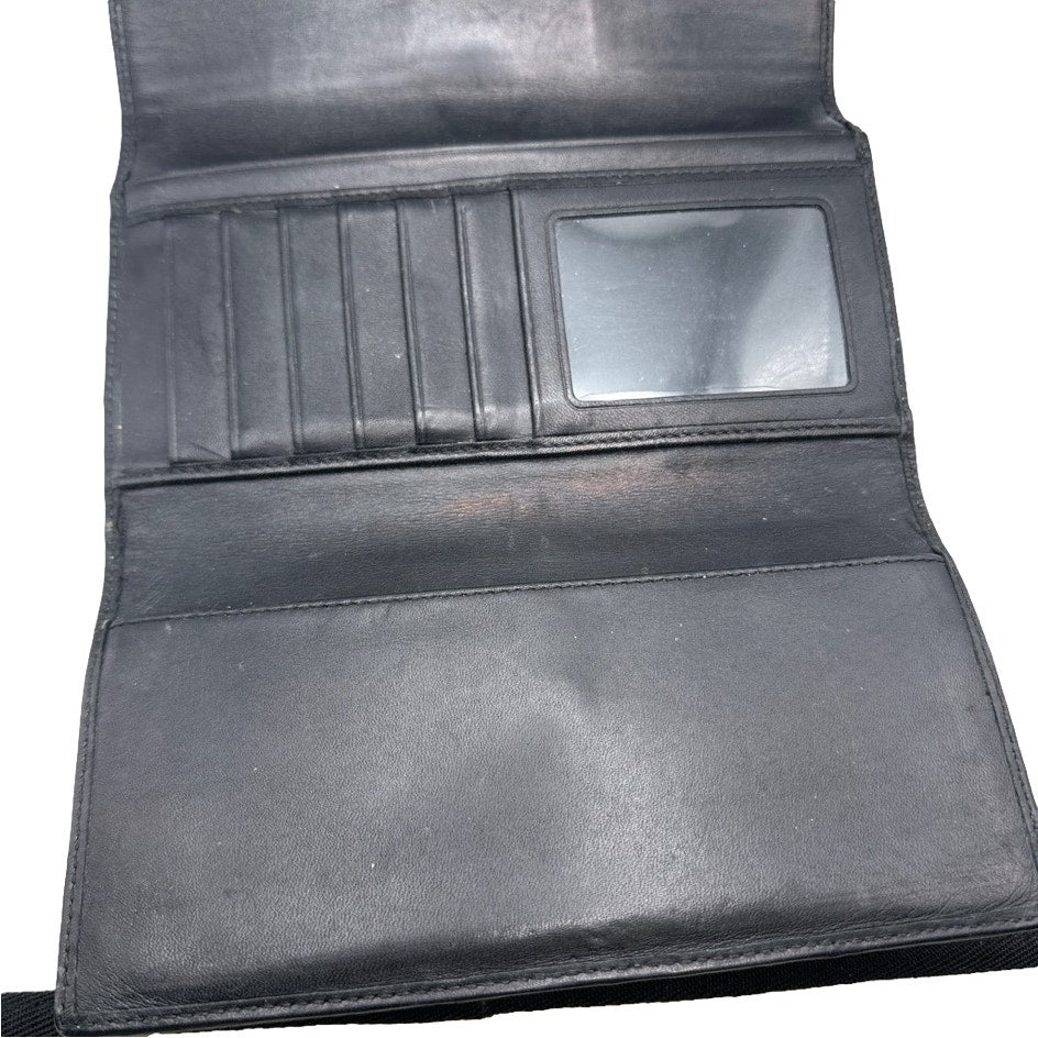 Vintage COACH y2k Soho Black  Gray Buckle Signature Canvas Wallet