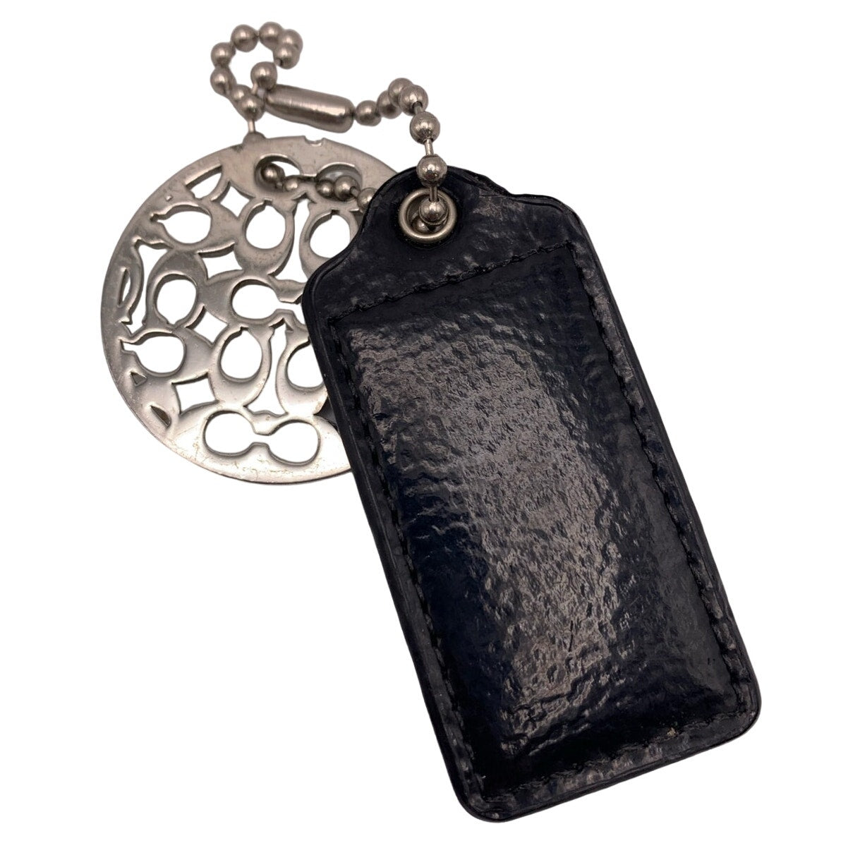 COACH Black Silver Circle Replacement Hang Tag Bag Charm