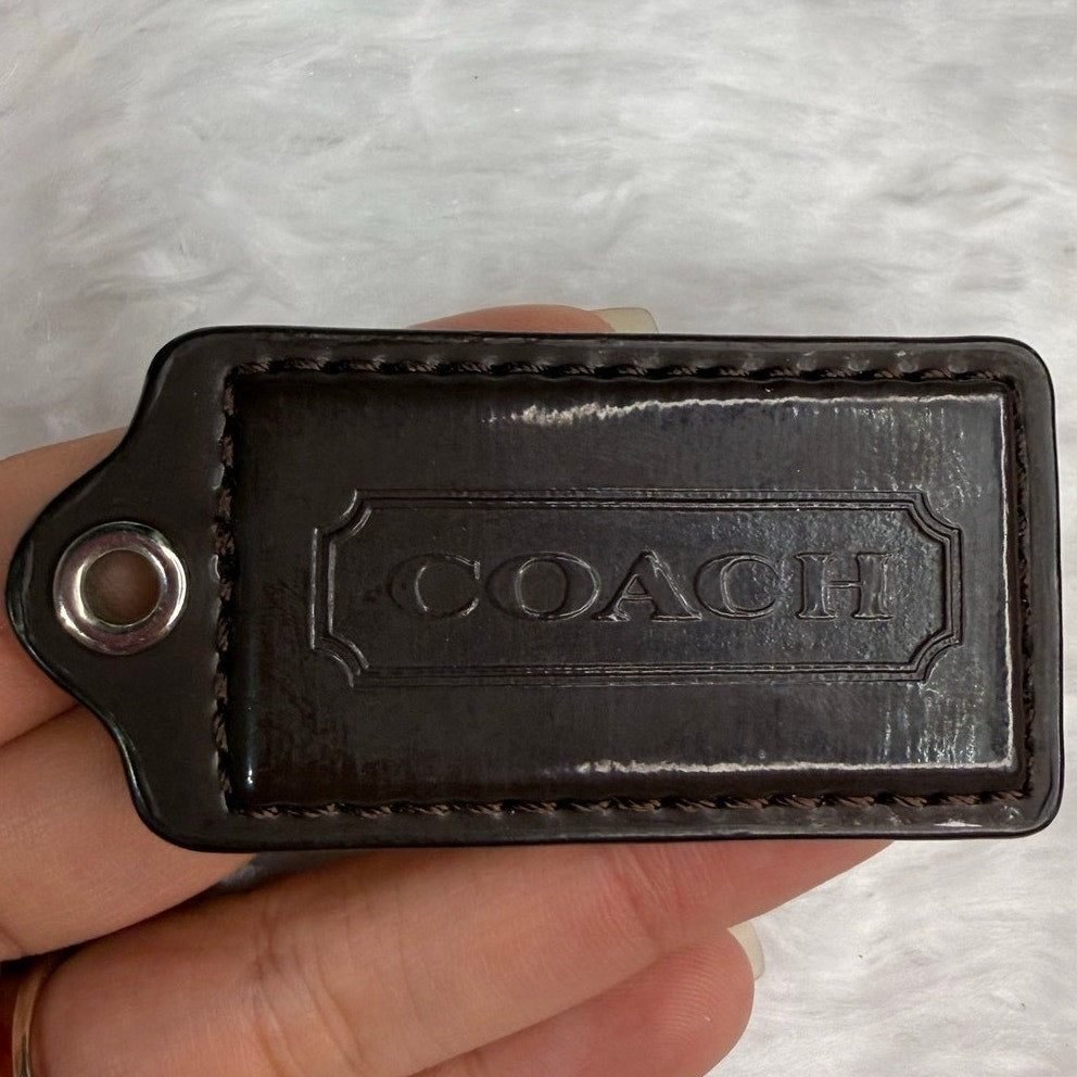 2" COACH Brown Fob Bag Charm Hang tag Hangtag