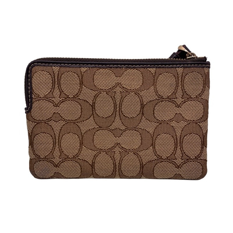 COACH Brown Signature Canvas Wristlet