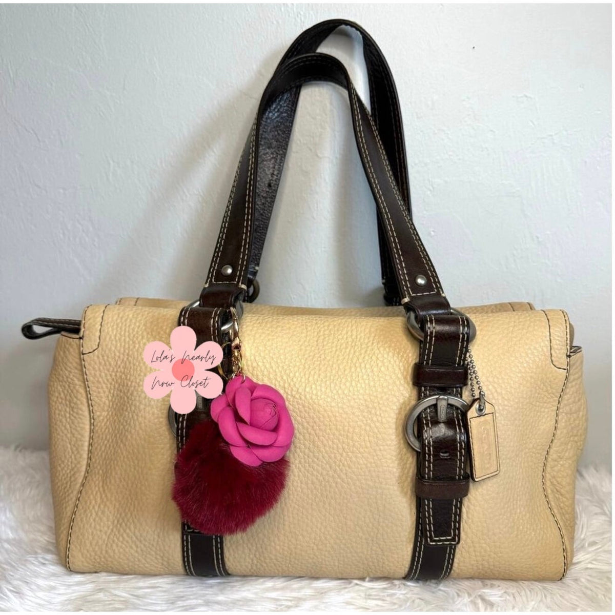 y2k COACH Chelsea Beige Brown Pebbled Leather Shoulder Bag