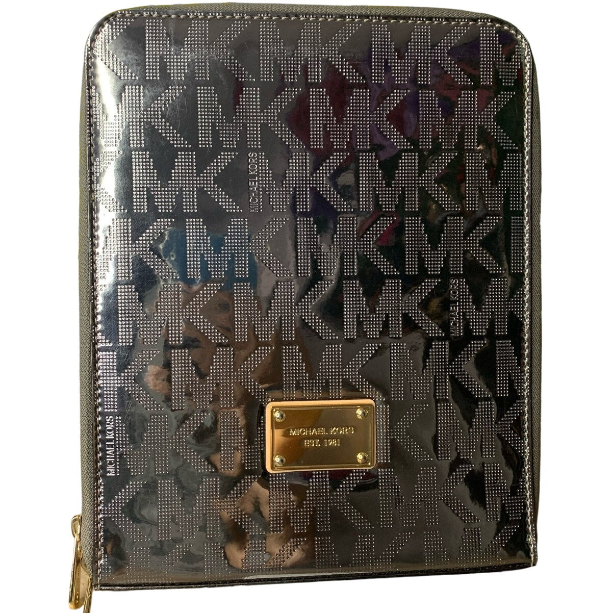 Michael Kors Silver Metallic Signature Jet Set Tablet Ipad Sleeve Case Protector